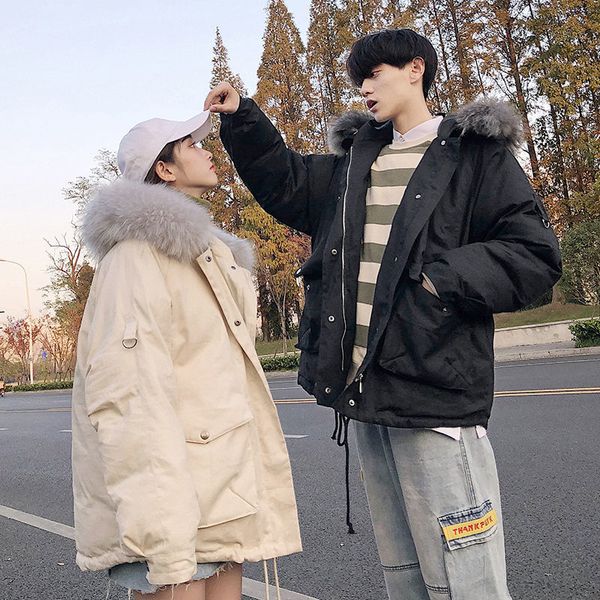 winter jacket men parka warm fashion casual fur collar hooded coat men streetwear loose cotton thick couple jacket mens clothes, Black
winter jacket men parka warm fashion casual fur collar hooded coat men streetwear loose cotton thick couple jacket mens clothes, Black