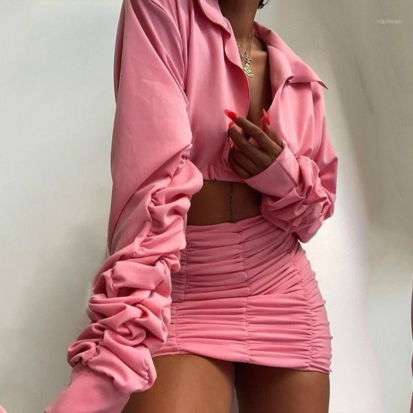 two pieces set dress women long pleated sleeve turn down collor cropped blouse elastic party short pleated dresses1, Black;gray
two pieces set dress women long pleated sleeve turn down collor cropped blouse elastic party short pleated dresses1, Black;gray