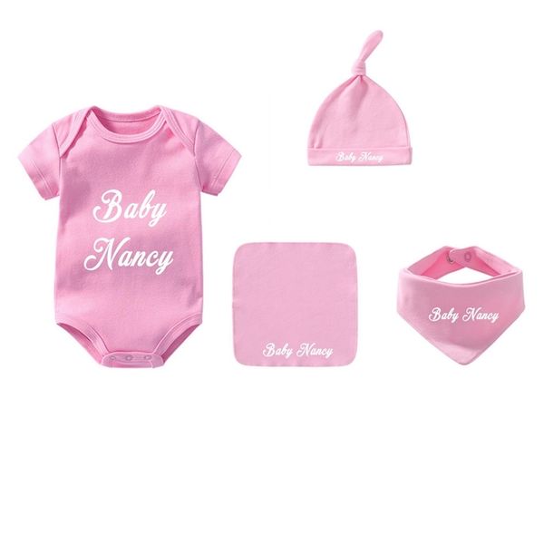 new custom name newborn baby boy girl clothes romper+hat+bibs+towel 4pcs cotton newborn outfits set baby shower party bodysuit y200713, Blue
new custom name newborn baby boy girl clothes romper+hat+bibs+towel 4pcs cotton newborn outfits set baby shower party bodysuit y200713, Blue
