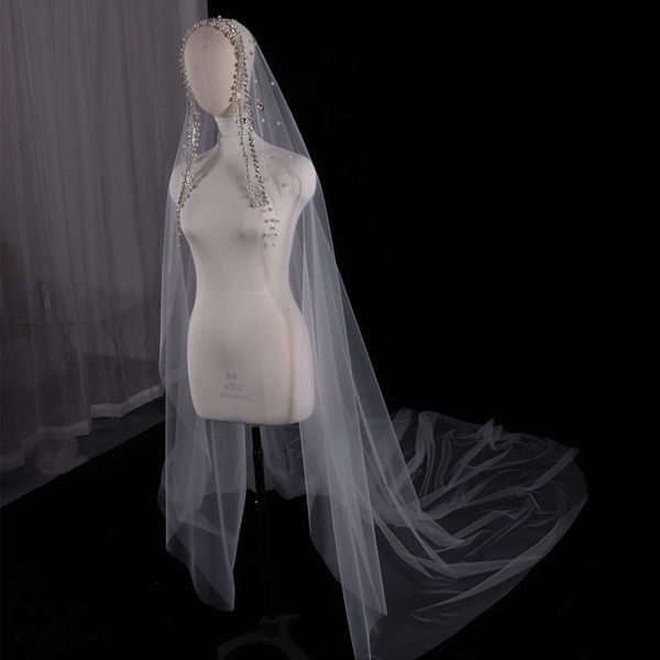 3 meters wedding veil with pearls crystals beaded wedding accessories one layer voile mariage welon, Black
3 meters wedding veil with pearls crystals beaded wedding accessories one layer voile mariage welon, Black