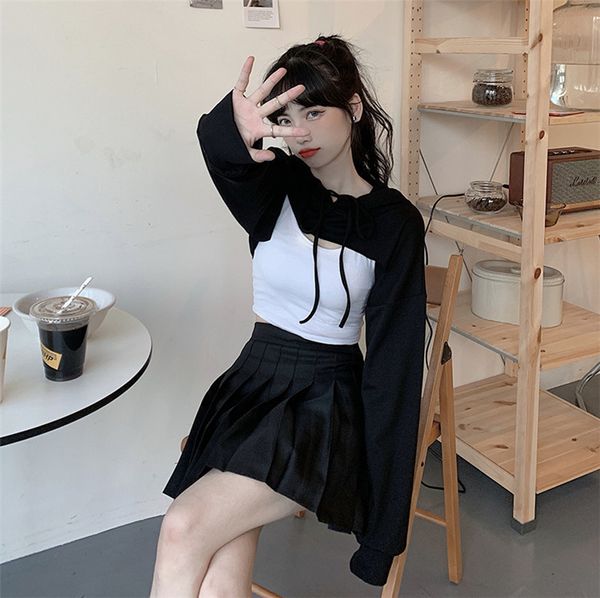 2021 new super female hoodie early fall fashion in irregular personality navel exposed ultra short sleeve upper garment l1vk, Black
2021 new super female hoodie early fall fashion in irregular personality navel exposed ultra short sleeve upper garment l1vk, Black