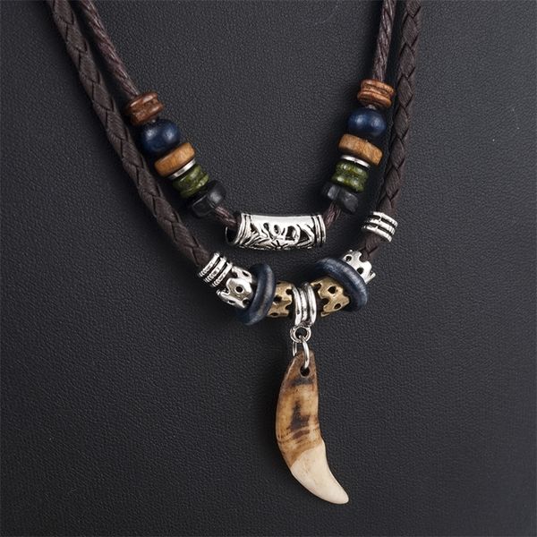 1pc men's bohemia tooth pendant leather beaded weaved christmas gift jewelry statement initial necklace
1pc men's bohemia tooth pendant leather beaded weaved christmas gift jewelry statement initial necklace