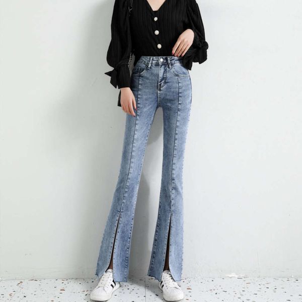 autumn and winter 2020 new denim micro women's high waist split elastic slim casual flared pants, Blue
autumn and winter 2020 new denim micro women's high waist split elastic slim casual flared pants, Blue