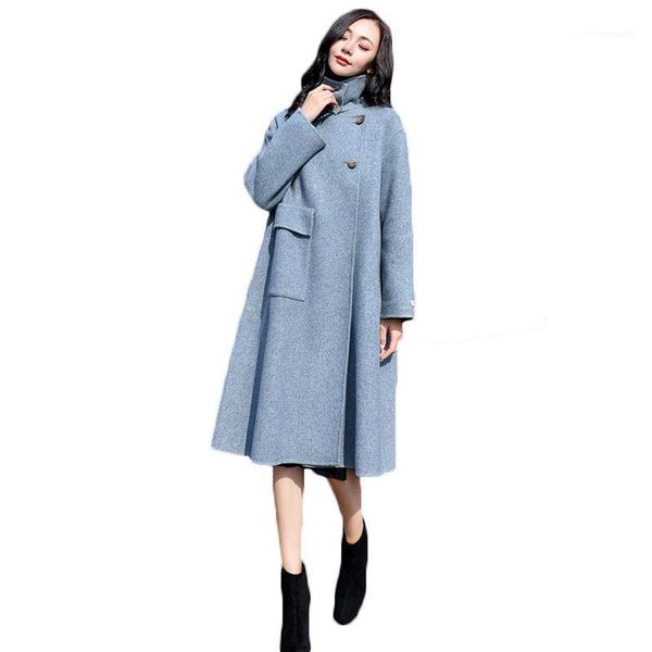 women's wool & blends woolen coat female 2021 autumn winter korean fashion street solid stand color women loose large size long lq5751, Black
women's wool & blends woolen coat female 2021 autumn winter korean fashion street solid stand color women loose large size long lq5751, Black