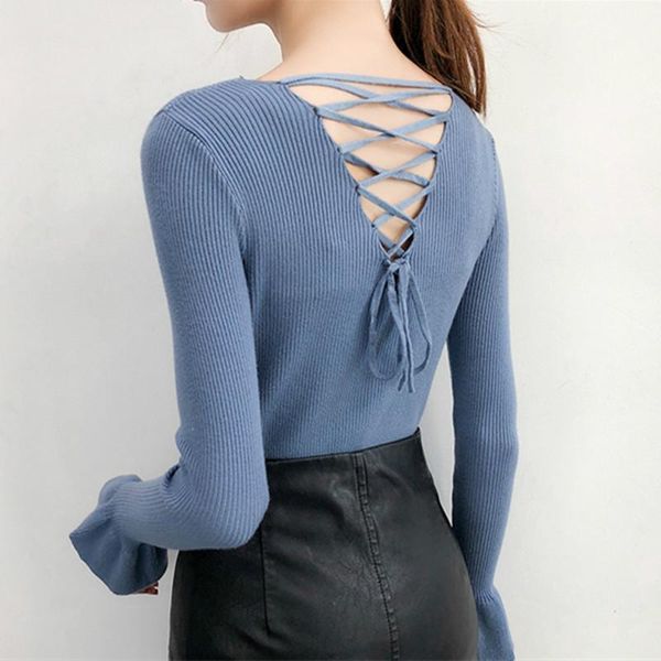 autumn winter lace up v-neck knitted pullovers sweater women multi colors casual elegant ladies, White;black
autumn winter lace up v-neck knitted pullovers sweater women multi colors casual elegant ladies, White;black