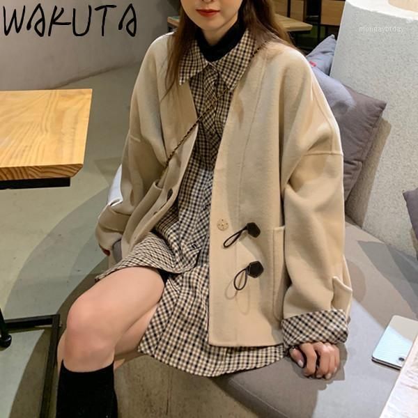 wakuta thicken woolen coat korean fashion winter women 2020 sweet chic horn button pockets elegant loose casaco feminino v neck1, Black
wakuta thicken woolen coat korean fashion winter women 2020 sweet chic horn button pockets elegant loose casaco feminino v neck1, Black