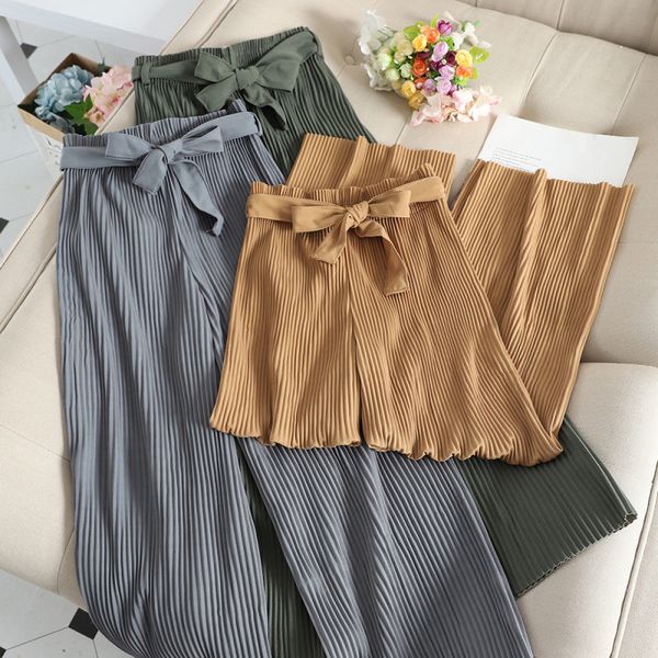 korean autumn legged casual women high-waisted trousers with bow belt 2021 new pair of women's plied pants pdon, Black;white
korean autumn legged casual women high-waisted trousers with bow belt 2021 new pair of women's plied pants pdon, Black;white