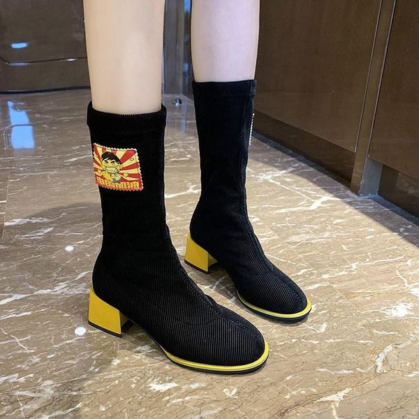 2020 new winter women's boots fashionable pull-on high-heeled suede boots round-toe inner-increasing square-heeled women's, Black
2020 new winter women's boots fashionable pull-on high-heeled suede boots round-toe inner-increasing square-heeled women's, Black