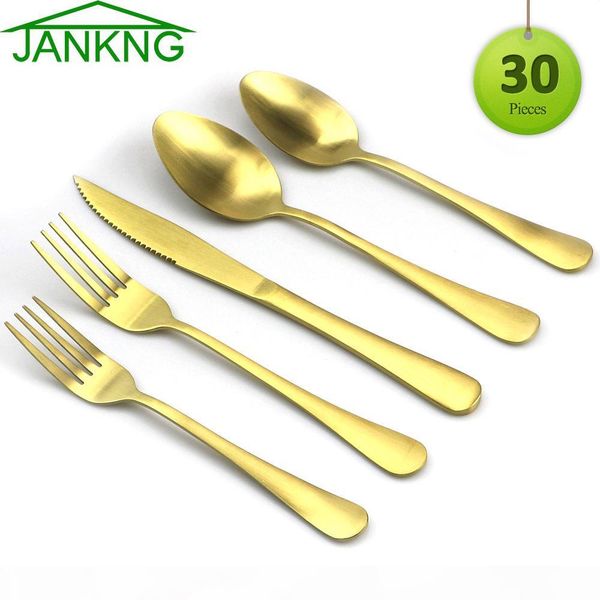 jankng 30 pcs 18 0 matte gold cutlery set stainless steel dining knives forks teaspoon golden luxury dinnerware tableware set t200430
jankng 30 pcs 18 0 matte gold cutlery set stainless steel dining knives forks teaspoon golden luxury dinnerware tableware set t200430