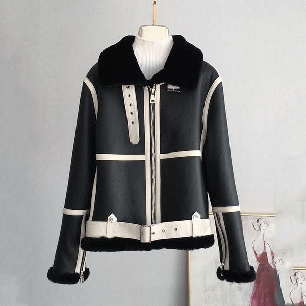 winter coat women short jacket moto & biker style natural real sheep fur genuine leather clothes striped thick warm1, Black
winter coat women short jacket moto & biker style natural real sheep fur genuine leather clothes striped thick warm1, Black