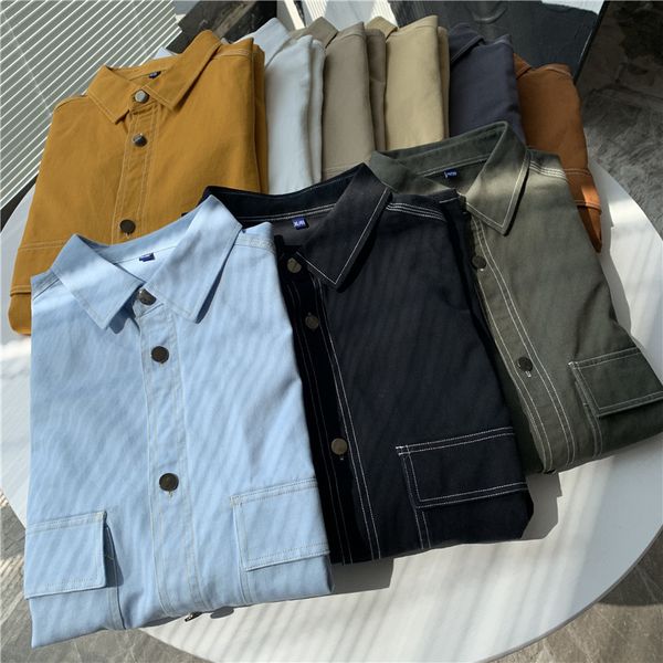 work clothes with wind and bright lines, multi pocket design, buttons, early autumn fashion long sleeve shirt for men
work clothes with wind and bright lines, multi pocket design, buttons, early autumn fashion long sleeve shirt for men