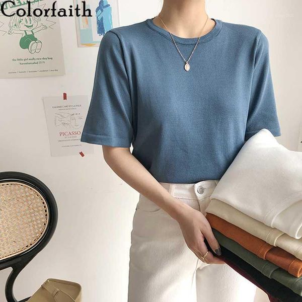 women's t-shirt colorfaith 2021 women summer t-shirts solid multi colors bottoming casual korean minimalist style soft knitted t62161, White
women's t-shirt colorfaith 2021 women summer t-shirts solid multi colors bottoming casual korean minimalist style soft knitted t62161, White