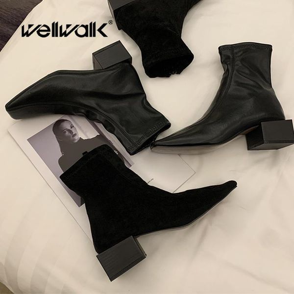 block heel shoes women's ankle boots pointed toe flock suede boots women winter shoes heeled ankle plain style 2020, Black
block heel shoes women's ankle boots pointed toe flock suede boots women winter shoes heeled ankle plain style 2020, Black