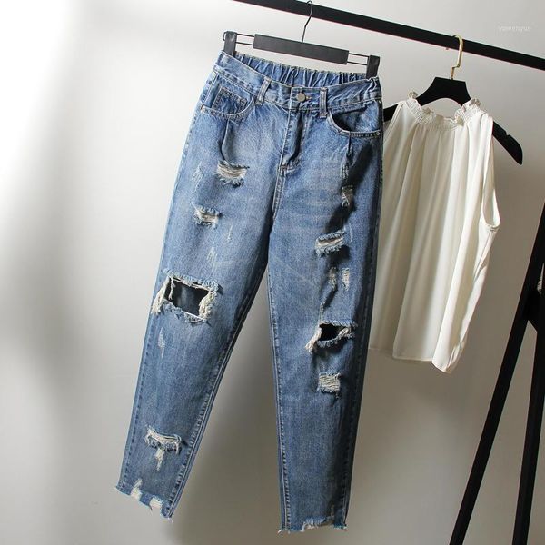ripped hole jeans for women clothes casual stretch high waist denim jeans pants female loose straight plus size mom q24951, Blue
ripped hole jeans for women clothes casual stretch high waist denim jeans pants female loose straight plus size mom q24951, Blue