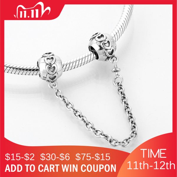 925 sterling silver heart pattern diy fine safety chain beads fit original european charms bracelet jewelry making q1106
925 sterling silver heart pattern diy fine safety chain beads fit original european charms bracelet jewelry making q1106