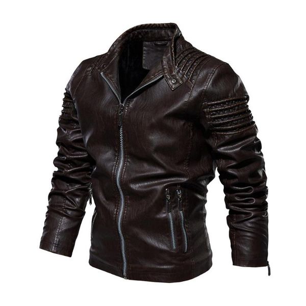 2021 solid winter leather jacket men velvet thick warm casual moto biker jackets man pu motorcycle bomber jacket male cool coat, Black 
2021 solid winter leather jacket men velvet thick warm casual moto biker jackets man pu motorcycle bomber jacket male cool coat, Black