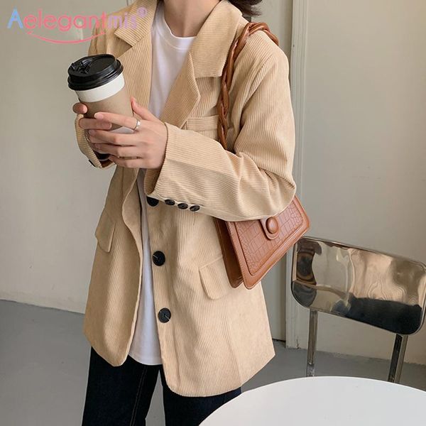 aelegantmis vintage corduroy blazer women loose office lady jacket korean elegant casual solid single breasted outerwear chic, White;black
aelegantmis vintage corduroy blazer women loose office lady jacket korean elegant casual solid single breasted outerwear chic, White;black