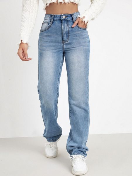 slant pocket straight leg jeans without belt q5fx#, Blue
slant pocket straight leg jeans without belt q5fx#, Blue