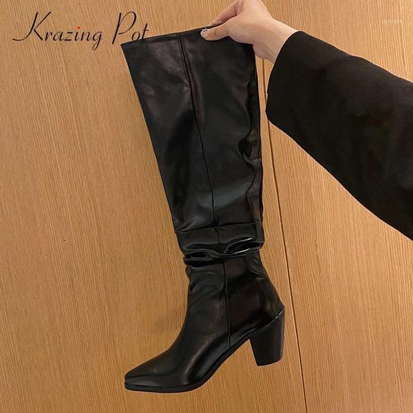 krazing pot western boots real cow leather charming pointed toe thick high heel slip on beauty lady fashion knee-high boots l751, Black
krazing pot western boots real cow leather charming pointed toe thick high heel slip on beauty lady fashion knee-high boots l751, Black