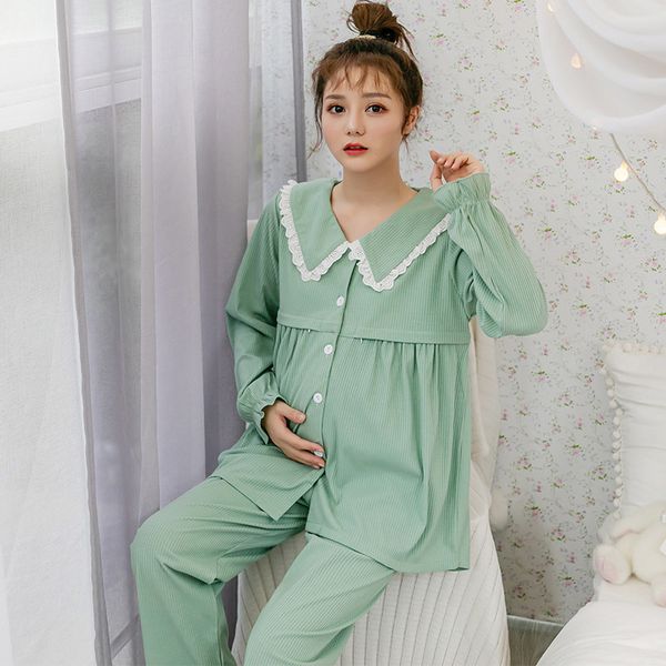 autumn cotton maternity nursing sleepwear suits large size loose pajamas suit clothes for pregnant women spring pregnancy home lj201120, White 
autumn cotton maternity nursing sleepwear suits large size loose pajamas suit clothes for pregnant women spring pregnancy home lj201120, White