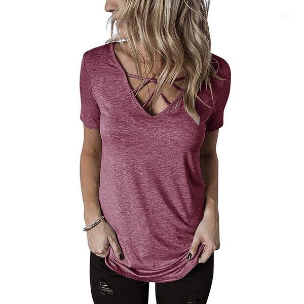 women clothes 2019 summer short sleeve t shirt criss cross v neck tshirt ladies loose tee shirts camisas feminina sj2403m1, White
women clothes 2019 summer short sleeve t shirt criss cross v neck tshirt ladies loose tee shirts camisas feminina sj2403m1, White