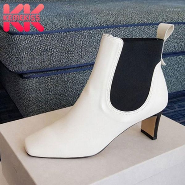 boots kemekiss real leather women ankle square toe casual shoes work office daily slip on mujer zapatos size 34-391, Black 
boots kemekiss real leather women ankle square toe casual shoes work office daily slip on mujer zapatos size 34-391, Black