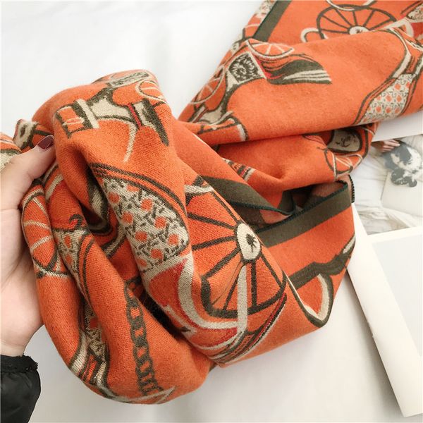 fashionable atmosphere imitation cashmere scarf for women autumn and winter classic orange carriage long shawl dual use, Blue;gray
fashionable atmosphere imitation cashmere scarf for women autumn and winter classic orange carriage long shawl dual use, Blue;gray