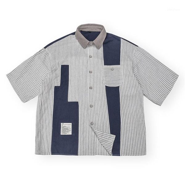 men's summer fashion personality striped plaid stitching color cotton short-sleeved shirt harajuku casual loose short-sleeved1, White;black
men's summer fashion personality striped plaid stitching color cotton short-sleeved shirt harajuku casual loose short-sleeved1, White;black