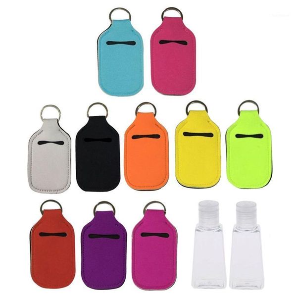 1 set empty travel bottle hand sanitizer bottle holder with keychain carriers1, Silver 
1 set empty travel bottle hand sanitizer bottle holder with keychain carriers1, Silver