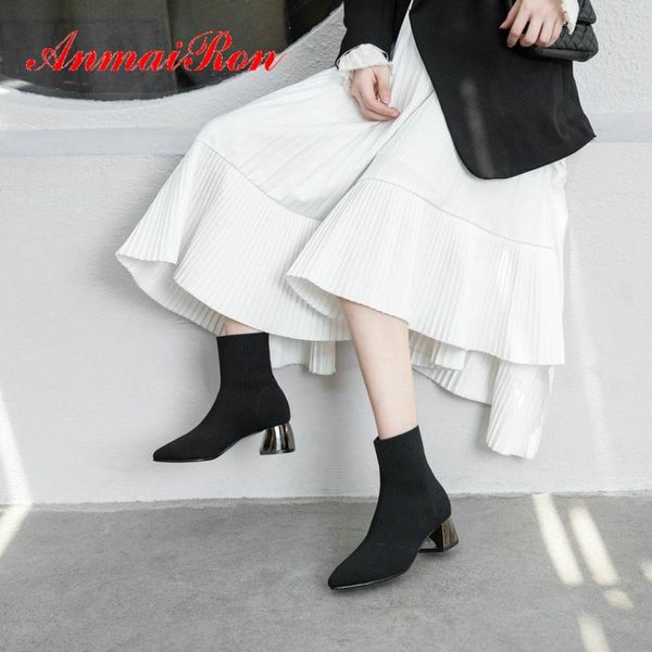 boots anmairon ankle for women knitting slip-on sock square med heel pointed toe solid fashion womens size 34-39, Black
boots anmairon ankle for women knitting slip-on sock square med heel pointed toe solid fashion womens size 34-39, Black