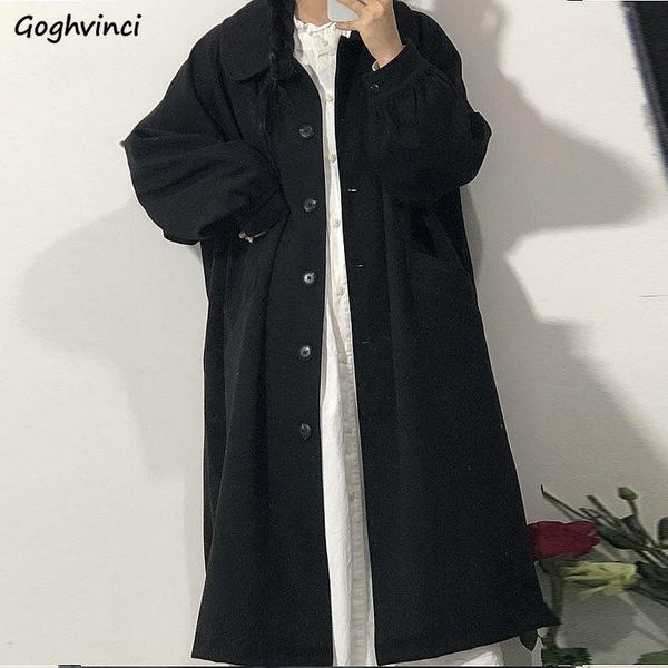 winter preppy wool blends of women korean fashion black long loose coats vintage long sleeve single breasted retro jackets chic
winter preppy wool blends of women korean fashion black long loose coats vintage long sleeve single breasted retro jackets chic