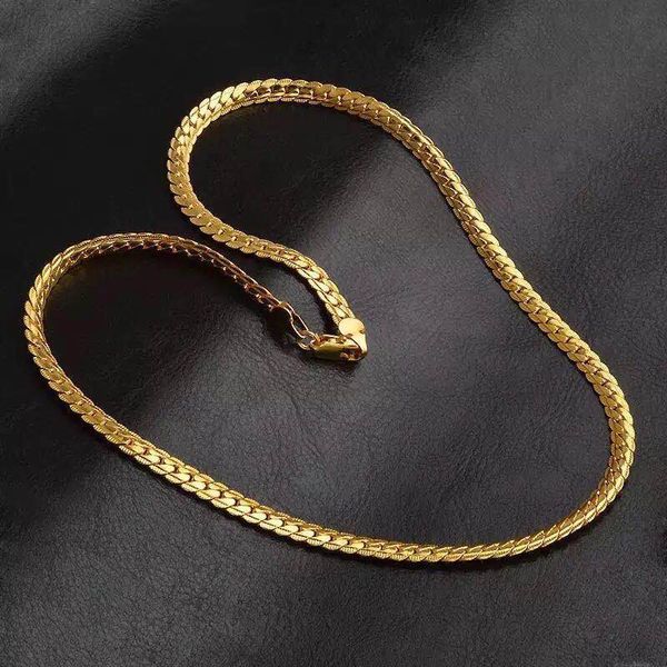 

European and American hot selling jewelry pure brass 18k gold plated exquisite 5mm full side necklace bracelet