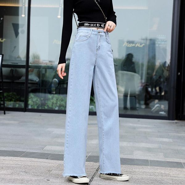 wide leg jeans for women spring autumn solid color new straight tube loose leisure elastic high waist straight cylinder pants, Blue
wide leg jeans for women spring autumn solid color new straight tube loose leisure elastic high waist straight cylinder pants, Blue