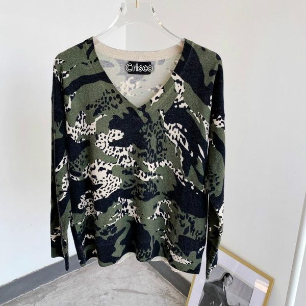 women sweater 2020 autumn/winter v-neck camouflage 100% cashmere sweater winter clothes women, White;black
women sweater 2020 autumn/winter v-neck camouflage 100% cashmere sweater winter clothes women, White;black