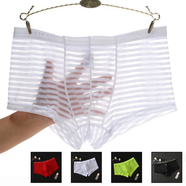 men mens underwear boxers 2019 stripe men's mesh transparent boxer low waist ultra-thin ice silk breathable, Black;white
men mens underwear boxers 2019 stripe men's mesh transparent boxer low waist ultra-thin ice silk breathable, Black;white