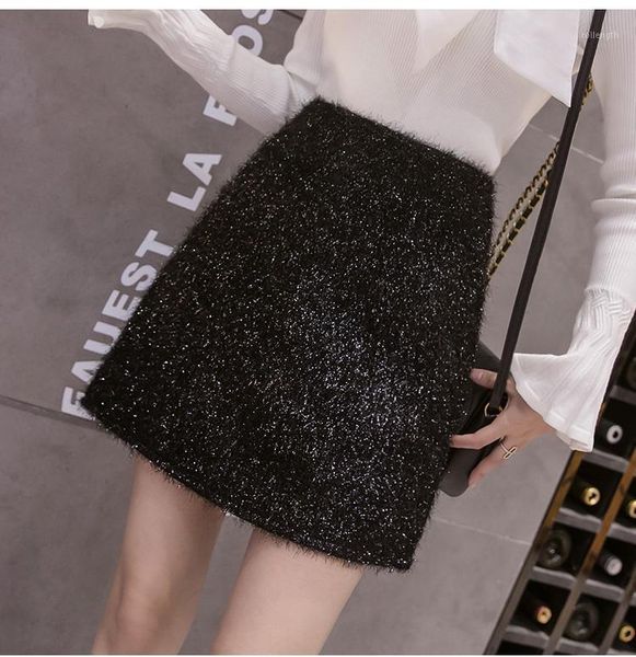 2020 autumn winter new women's high waist thickening warm mohair wool knitted lurex patchwork shinny short skirt pencil skirt1, Black
2020 autumn winter new women's high waist thickening warm mohair wool knitted lurex patchwork shinny short skirt pencil skirt1, Black