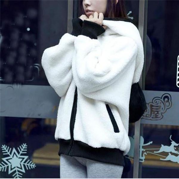 plush hooded jacket cute bear ear panda winter warm hoodie coat women down jackets outerwear new fashion overcoat female e26, Black;brown
plush hooded jacket cute bear ear panda winter warm hoodie coat women down jackets outerwear new fashion overcoat female e26, Black;brown