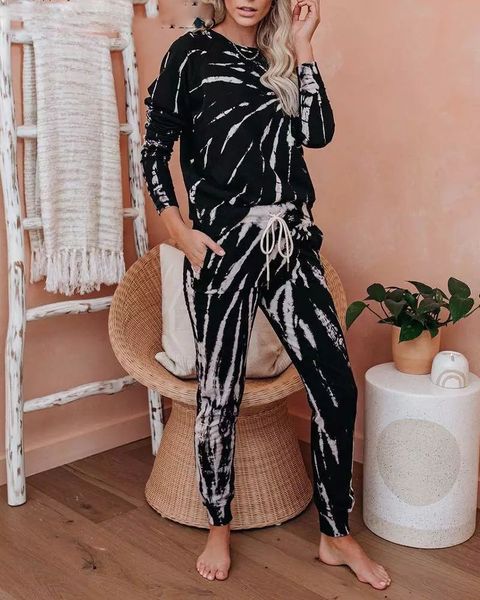 women casual tie dye long sleeve hoodies pants set lounge wear two piece set spring street t-shirt and jogger, White
women casual tie dye long sleeve hoodies pants set lounge wear two piece set spring street t-shirt and jogger, White