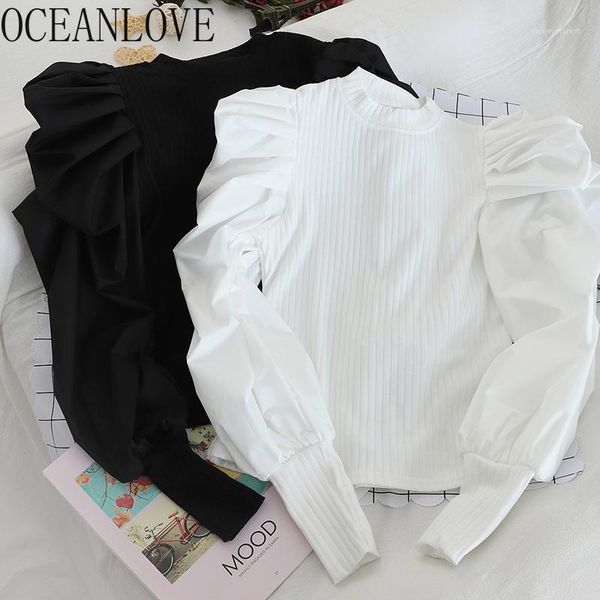women's sweaters oceanlove puff sleeve womne solid patchwork fashion pullovers 2021 fake two pieces pull femme slim ladies 134591, White;black
women's sweaters oceanlove puff sleeve womne solid patchwork fashion pullovers 2021 fake two pieces pull femme slim ladies 134591, White;black