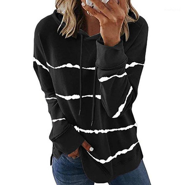 2020 ale women's winter new style eu na tie-dye striped drawstring hoodie with side split long sleeve pullover lady hoodies1, Black
2020 ale women's winter new style eu na tie-dye striped drawstring hoodie with side split long sleeve pullover lady hoodies1, Black