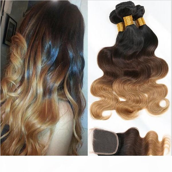 #1b 4 27 honey blonde ombre brazilian human hair bundles 3pcs with lace closure body wave three tone colored ombre hair with closure, Black
#1b 4 27 honey blonde ombre brazilian human hair bundles 3pcs with lace closure body wave three tone colored ombre hair with closure, Black