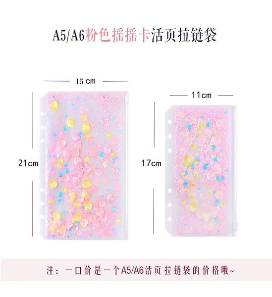 a5 a6 kawaii's pink shell sequins transparent pvc loose leaf file bag office school supplies stationery bag. bbynbz lipper
a5 a6 kawaii's pink shell sequins transparent pvc loose leaf file bag office school supplies stationery bag. bbynbz lipper