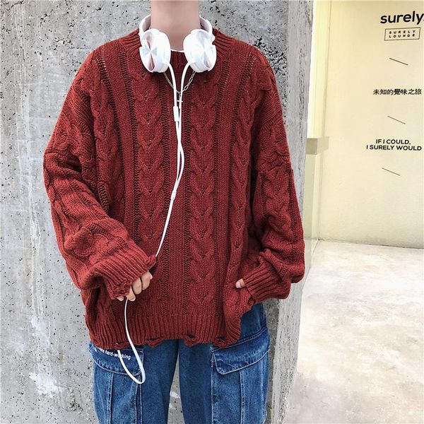 men's solid color sweater korean casual fashion loose harajuku streetwear pullover men's twisted personality couple sweater, White;black
men's solid color sweater korean casual fashion loose harajuku streetwear pullover men's twisted personality couple sweater, White;black
