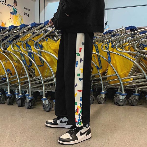 autumn and winter plush men's korean fashion straight casual loose drop feeling square printed wide leg sports pants, Black
autumn and winter plush men's korean fashion straight casual loose drop feeling square printed wide leg sports pants, Black
