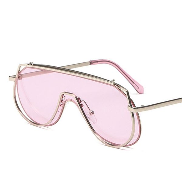 new vintage large frame conjoined metal sunglasses women design sun glasses men fashion oval pink glasses uv400, White;black
new vintage large frame conjoined metal sunglasses women design sun glasses men fashion oval pink glasses uv400, White;black