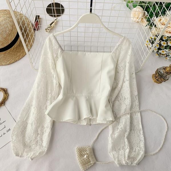 women's spring autumn shirts french style solid color lace lantern sleeve short new slim long-sleeved blouse ll646, White
women's spring autumn shirts french style solid color lace lantern sleeve short new slim long-sleeved blouse ll646, White