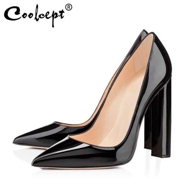 dress shoes coolcept women pumps fashion pointed toe mature style thick high heels stylish solid color footwear size 34-45, Black
dress shoes coolcept women pumps fashion pointed toe mature style thick high heels stylish solid color footwear size 34-45, Black