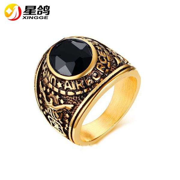 punk the us air force stainless steel ring vintage floating large imitation gem crystal charms statement jewelry fashion cool men's rin, Golden;silver
punk the us air force stainless steel ring vintage floating large imitation gem crystal charms statement jewelry fashion cool men's rin, Golden;silver