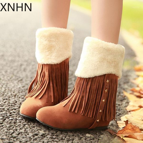 women tassel boot solid large size fringe cold-proof short booties with thick scrub plush bowtie fur suede shoes botas mujer1, Black
women tassel boot solid large size fringe cold-proof short booties with thick scrub plush bowtie fur suede shoes botas mujer1, Black