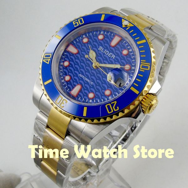 bliger 40mm miyota 8215 golden automatic men's watch sapphire glass green blue dial luminous ceramic bezel, Slivery;brown
bliger 40mm miyota 8215 golden automatic men's watch sapphire glass green blue dial luminous ceramic bezel, Slivery;brown